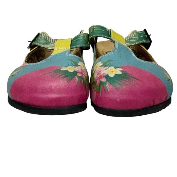 Calceo Comfort Clogs Sz 38(US 7.5–8)Hand Painted Floral Mary Jane Slip On Shoes - Picture 3 of 8